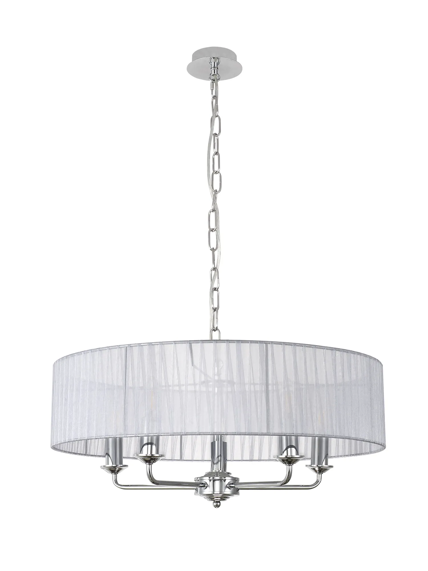 Banyan 45cm 3 Light Pendant Polished Chrome, Grey DK0864  Deco Banyan CH GR